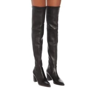 Stuart Weitzman Lesley 75 Knee High Boots Black Leather Size 9 US 39.5 EU NIB
